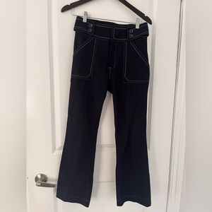 Derek Lam 10 Crosby Flared White Trim High-Waisted Pants - Size 2